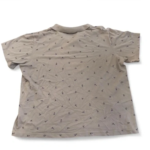 Columbia Highline Peak Polo Shirt Taupe Axe Fire Camping Print S/S Sz XXL 2XL - Picture 2 of 5